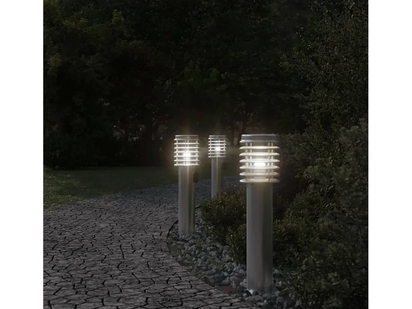 Helloshop26 Iluminación Exterior-Lámpara de pie de exterior con salida plateada 60 cm acero inoxidable Plata 02_0042533 Gris