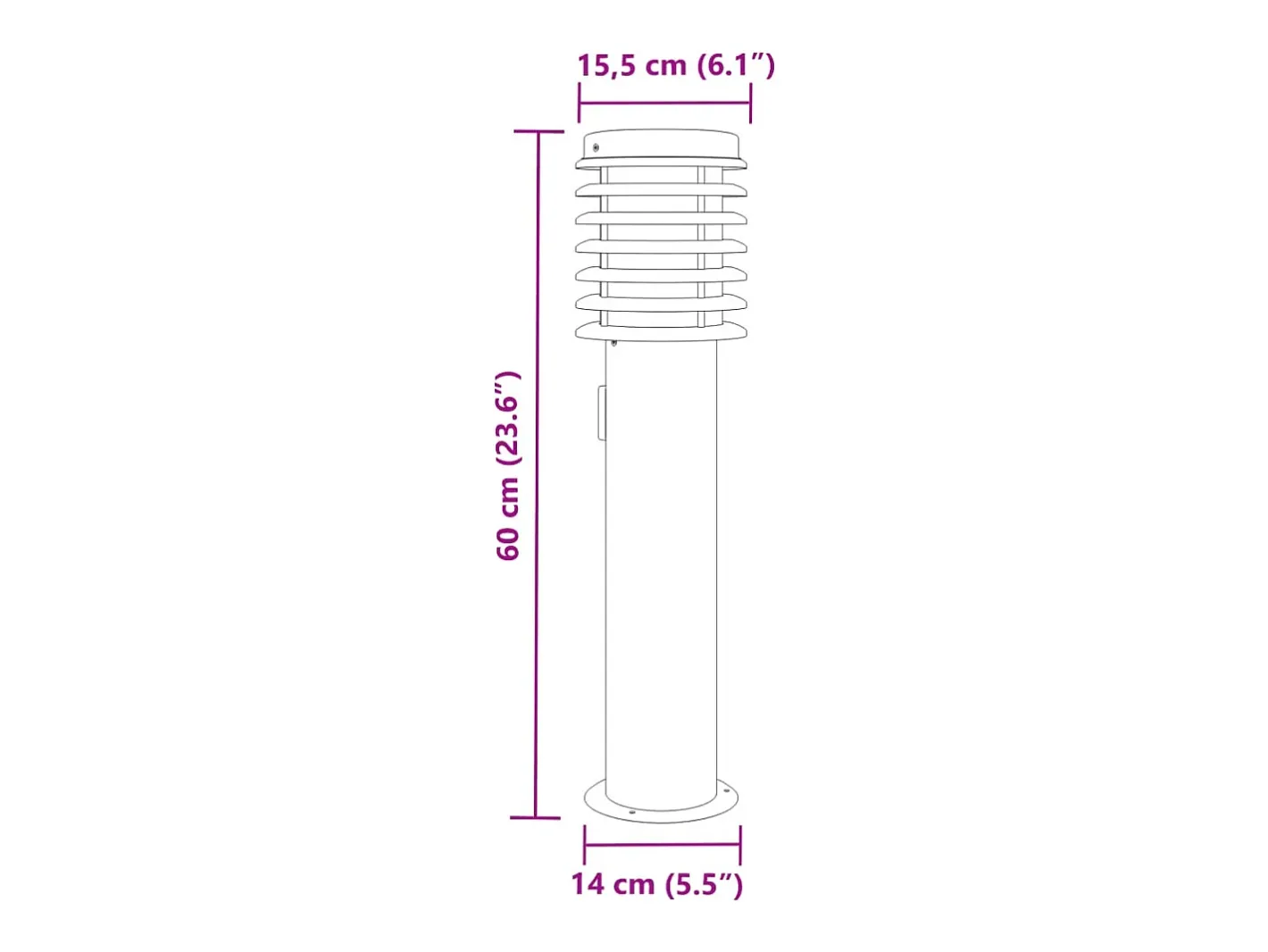 Helloshop26 Iluminación Exterior-Lámpara de pie de exterior con salida plateada 60 cm acero inoxidable Plata 02_0042533 Gris