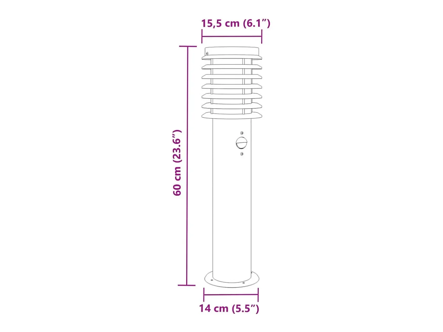 New Helloshop26 Lámpara de pie de exterior con sensor acero inoxidable plateado Plata 02_0042526 Gris