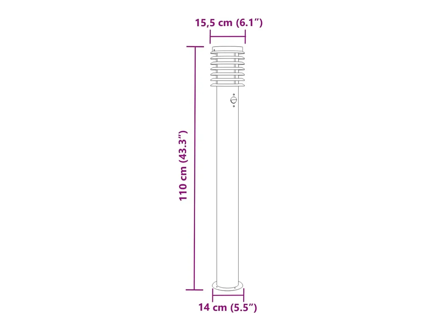Helloshop26 Iluminación Exterior-Lámpara de pie de exterior con sensor acero inoxidable plateado Plata 02_0042525 Gris