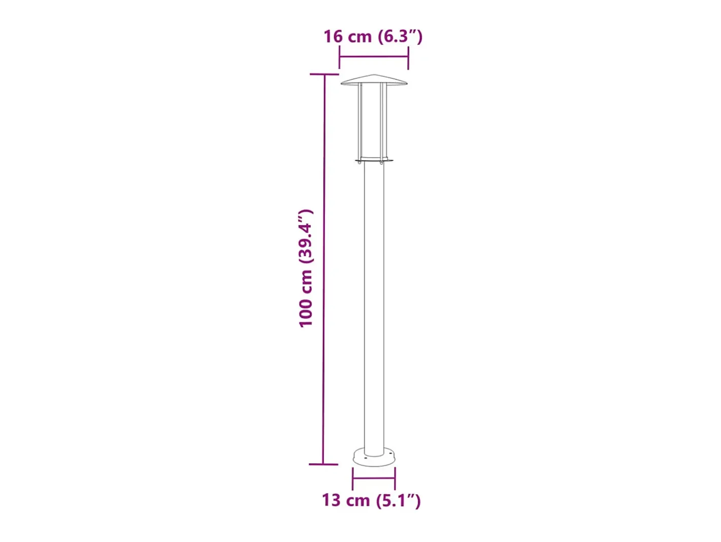 Helloshop26 Iluminación Exterior-Lámpara de pie de exterior plateada 100 cm acero inoxidable Plata 02_0042514 Gris