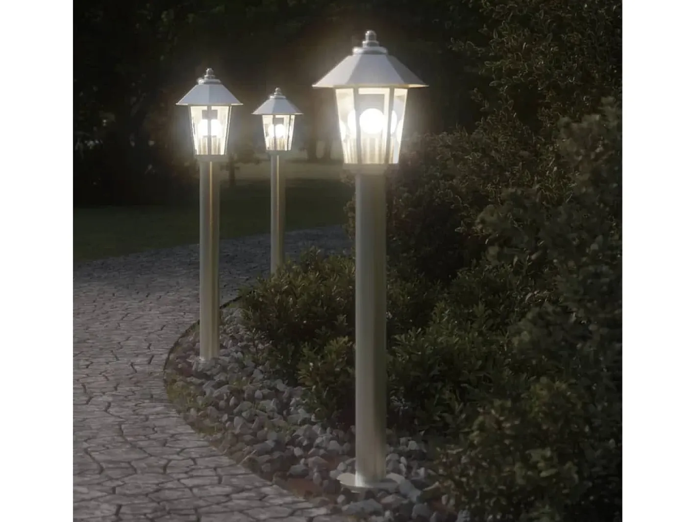 Helloshop26 Iluminación Exterior-Lámpara de pie de exterior plateada 80 cm acero inoxidable Plata 02_0042519 Gris