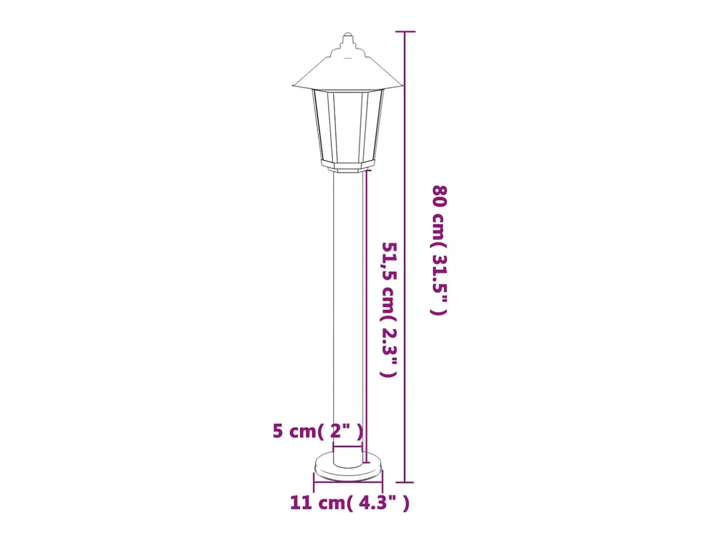 Helloshop26 Iluminación Exterior-Lámpara de pie de exterior plateada 80 cm acero inoxidable Plata 02_0042519 Gris