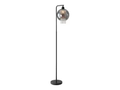 NETTLIFE Lámpara De Pie-Lámpara de pie de interior de 1 llama E27, lámpara de pie de cristal gris ahumado grande para sofá de oficina Negro