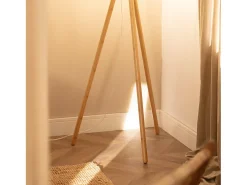 Clearance Ledkia Lámpara de Pie de Madera y Tela Wolby Beige Multicolor