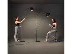 Lámpara de pie de metal Perenz, lámpara de pie negra, diámetro 30 cm, altura regulable 274 cm, 1 bombilla E27 máx. 60W no incluido Negro Clearance