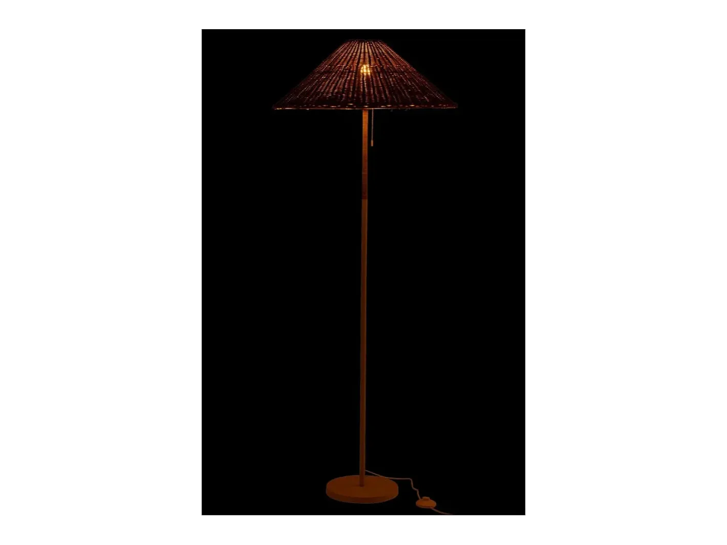 Clearance J-Line Lámpara de pie de metal y ratán blanco y natural 61x61x154 cm Beige