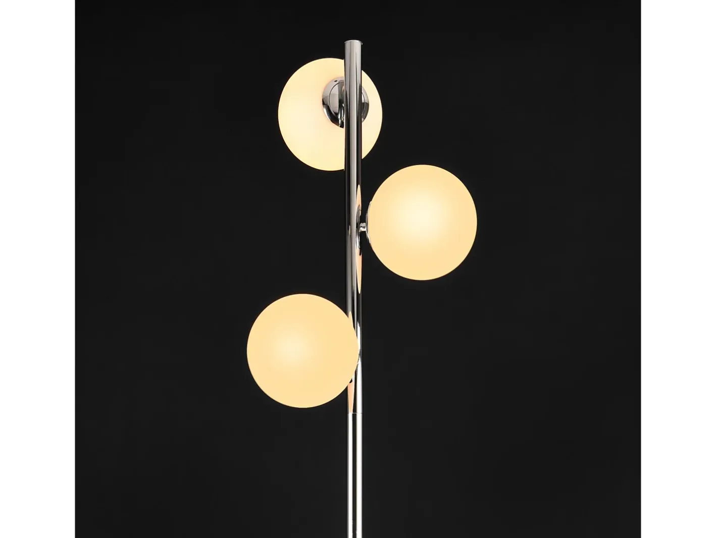 Hot Helloshop26 Lámpara de pie de metal y cristal 3 x E14 154 cm cromo y blanco 03_0002438 Transparente