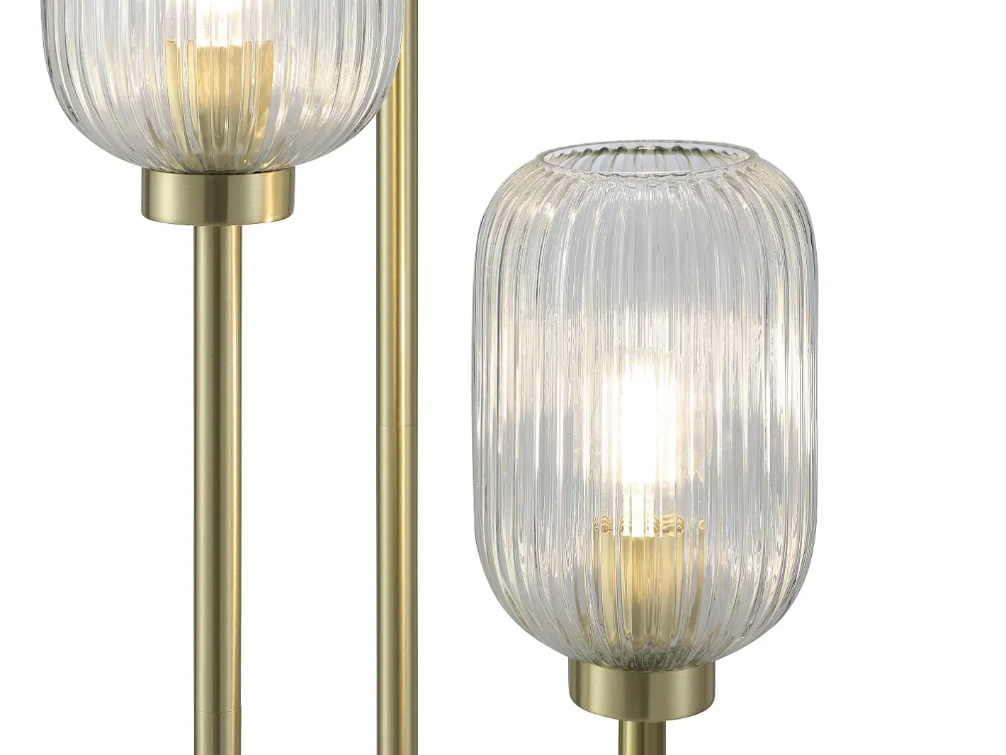OZAIA Lámpara de pie de metal y cristal acanalado - 3 globos - D. 30 x H. 161 cm - Oro - LOUXOR Dorado Clearance