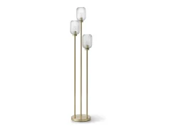 OZAIA Lámpara de pie de metal y cristal acanalado - 3 globos - D. 30 x H. 161 cm - Oro - LOUXOR Dorado Clearance