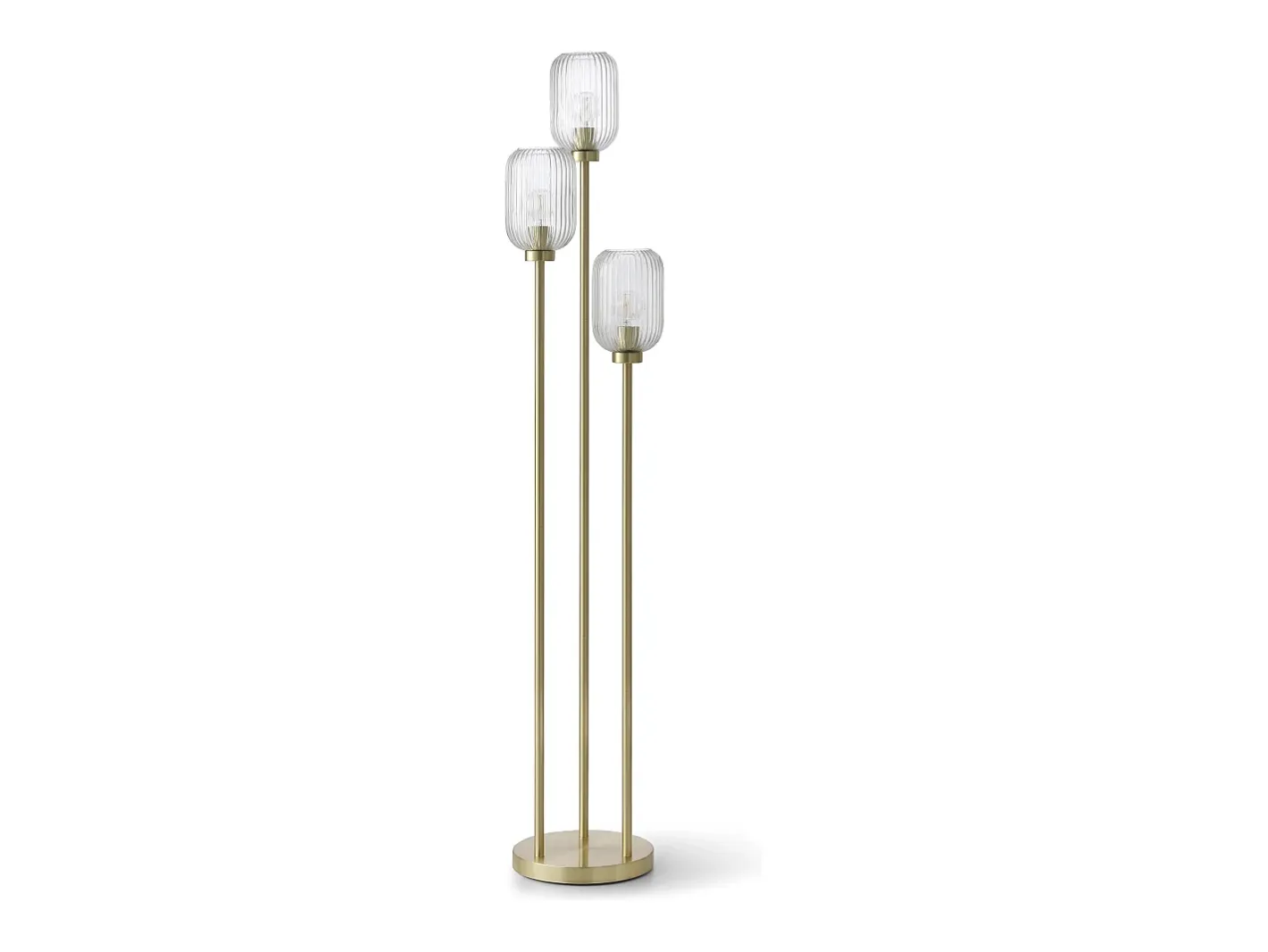 OZAIA Lámpara de pie de metal y cristal acanalado - 3 globos - D. 30 x H. 161 cm - Oro - LOUXOR Dorado Clearance