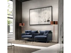Clearance Lámpara de pie DIAGONAL estilo moderno - Alt. 155 cm - E27 13W - pantalla sintética ø50 cm - on & off - cable 2 mts - acero y - interior Blanco