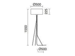 Clearance Lámpara de pie DIAGONAL estilo moderno - Alt. 155 cm - E27 13W - pantalla sintética ø50 cm - on & off - cable 2 mts - acero y - interior Blanco
