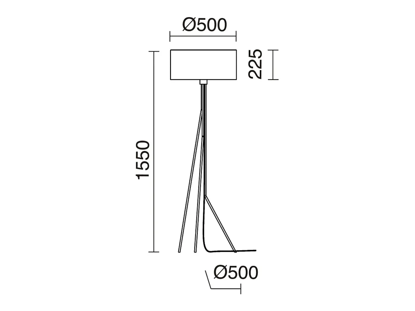 Clearance Lámpara de pie DIAGONAL estilo moderno - Alt. 155 cm - E27 13W - pantalla sintética ø50 cm - on & off - cable 2 mts - acero y - interior Blanco