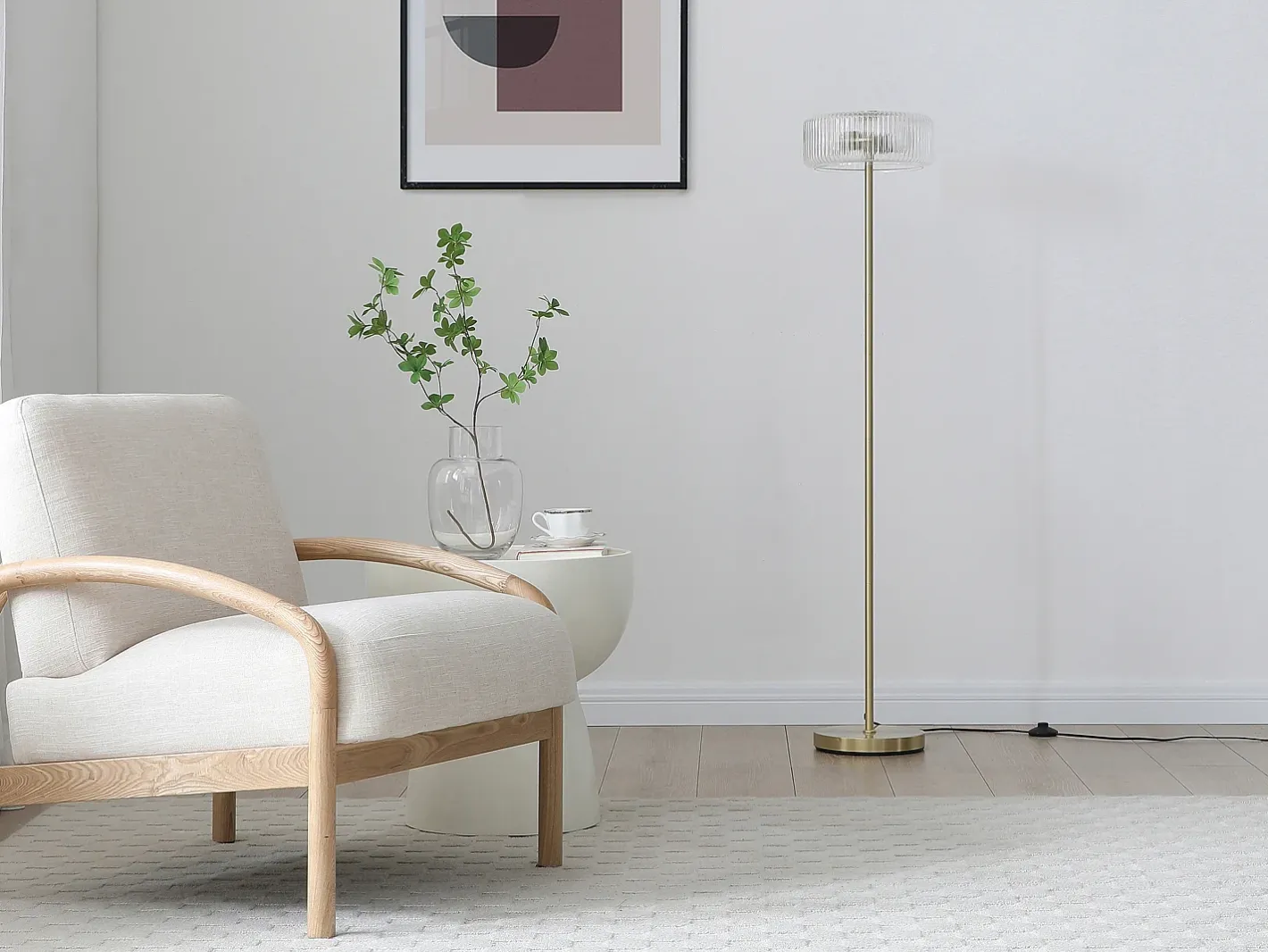 OZAIA Lámpara de pie dorada y transparente D.30 x Alt.145 cm- LACAYA Transparente / Dorado Discount