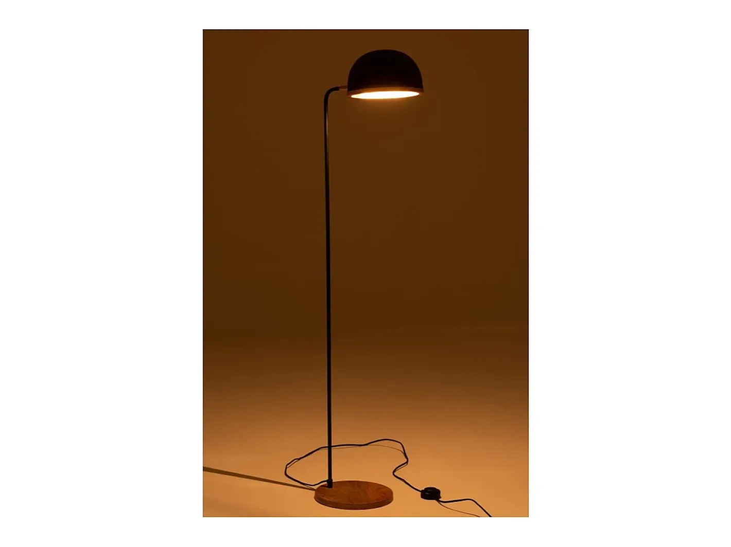 J-Line Lámpara De Pie-Lámpara de pie evy hierro/madera /natural Alt. 130 cm Negro
