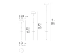 Lámpara De Pie-Lámpara de pie inteligente Zafferano SISTER LIGHT Picchetto Wi-Fi dorada recargable y regulable Dorado