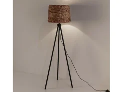Clearance VS Venta-stock Lámpara de pie Kiomi de alga marina y metal, altura 144 cm Beige