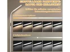 New NETTLIFE Lámpara de pie LED para sala de estar, regulable, blanca, 11 W, flexible, 360°, para sofá Blanco