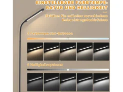 NETTLIFE Lámpara de pie LED para sala de estar, regulable, color , 11 W, flexible, 360°, para sofá Negro Online