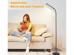 NETTLIFE Lámpara de pie LED para sala de estar, regulable, color , 11 W, flexible, 360°, para sofá Negro Online