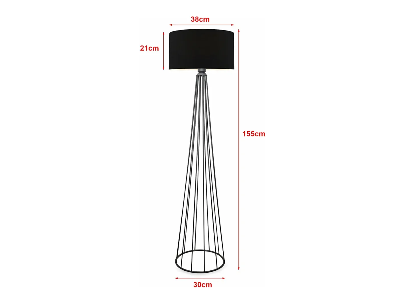 Helloshop26 Lámpara de pie luminaria altura 155 cm casquillo E27 antracita/ 03_0007288 Negro New