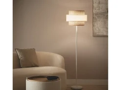 Ledkia Lámpara de Pie Metal y Tela Amaia Roto Blanco Sale