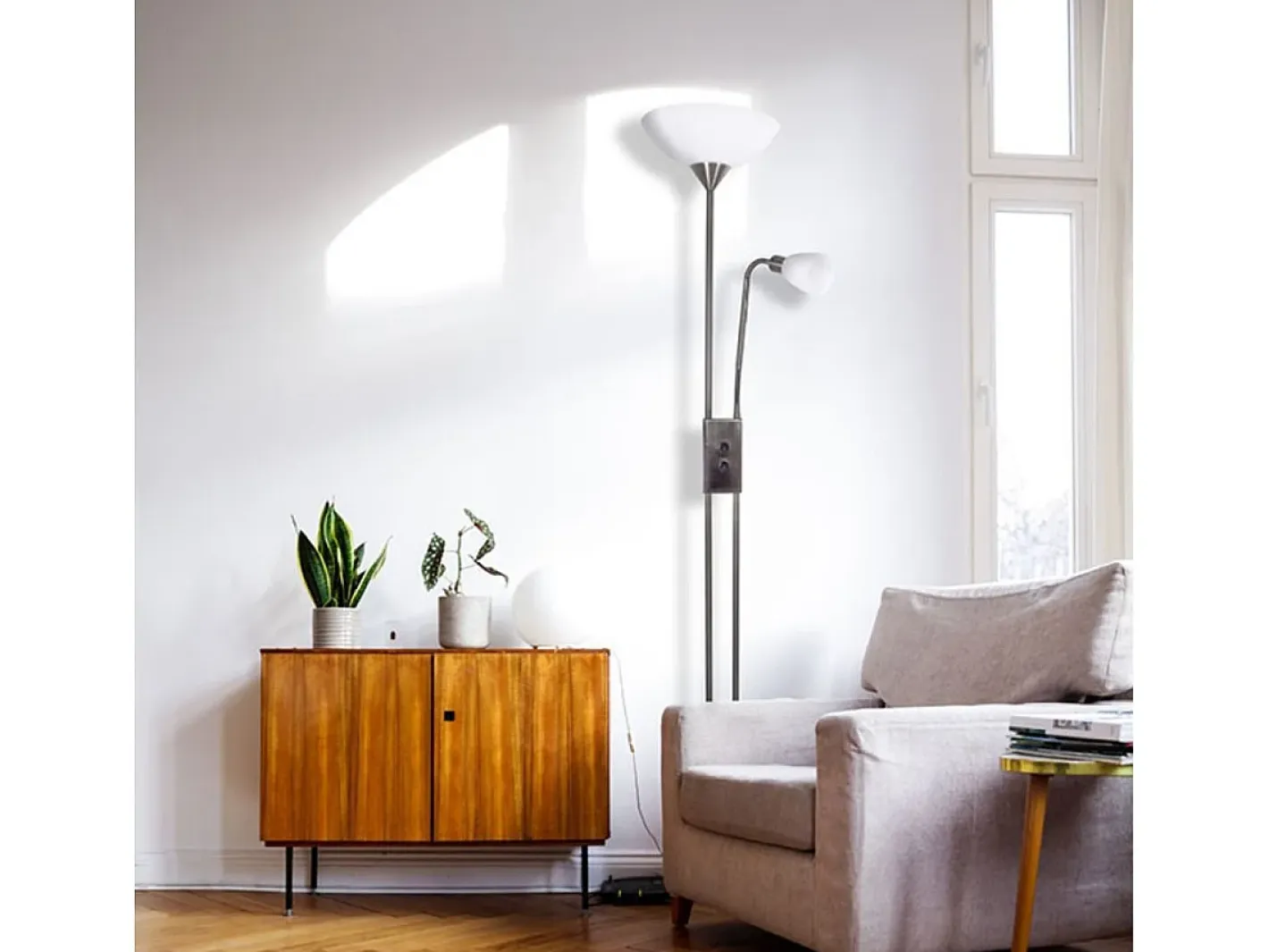 Lámpara De Pie-Lámpara de pie Milano Bel Air 40W con brazo orientable plata 178 cm Plateado