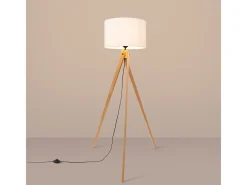 Sollux Lighting Lámpara de pie Natt moderno de tela/PVC/madera - 1 fuentes luminosas - L.77 x A.140 cm - madera blanca/natural Blanco Clearance