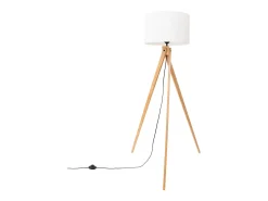 Sollux Lighting Lámpara de pie Natt moderno de tela/PVC/madera - 1 fuentes luminosas - L.77 x A.140 cm - madera blanca/natural Blanco Clearance