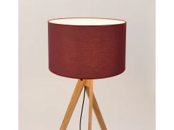 Sollux Lighting Lámpara de pie Natt moderno de tela/PVC/madera - 1 fuentes luminosas - L.77 x A.140 cm - burdeos/madera natural Rojo Online