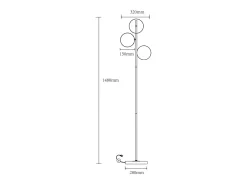 OZAIA Lámpara De Pie-Lámpara de pie negra mate y cristal ahumado D.32 x Alt.148 cm - YUKON Negro