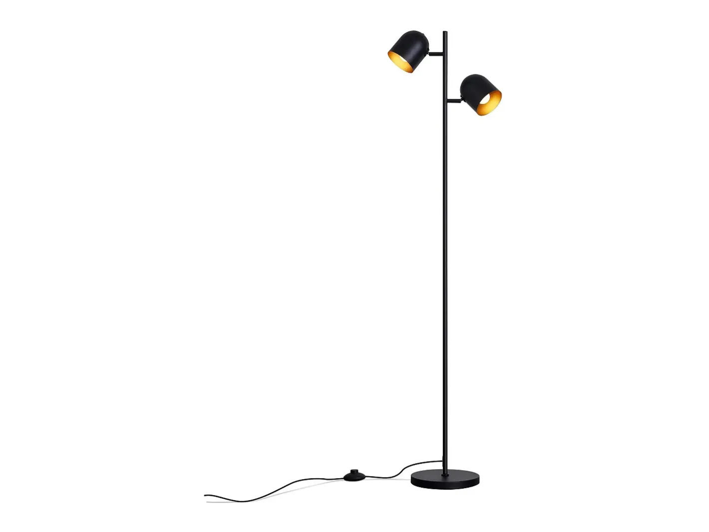 NETTLIFE Lámpara de pie 2 bombillas de metal dorado E14 Lámpara de pie industrial retro Negro Discount