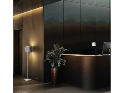 Lámpara de pie Poldina Corten con enchufe 230V, 28 x 150 cm, diseño moderno en aluminio. Marru00f3n Hot