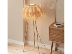 Ledkia Lámpara de Pie Ratán Lasje Natural Beige Discount