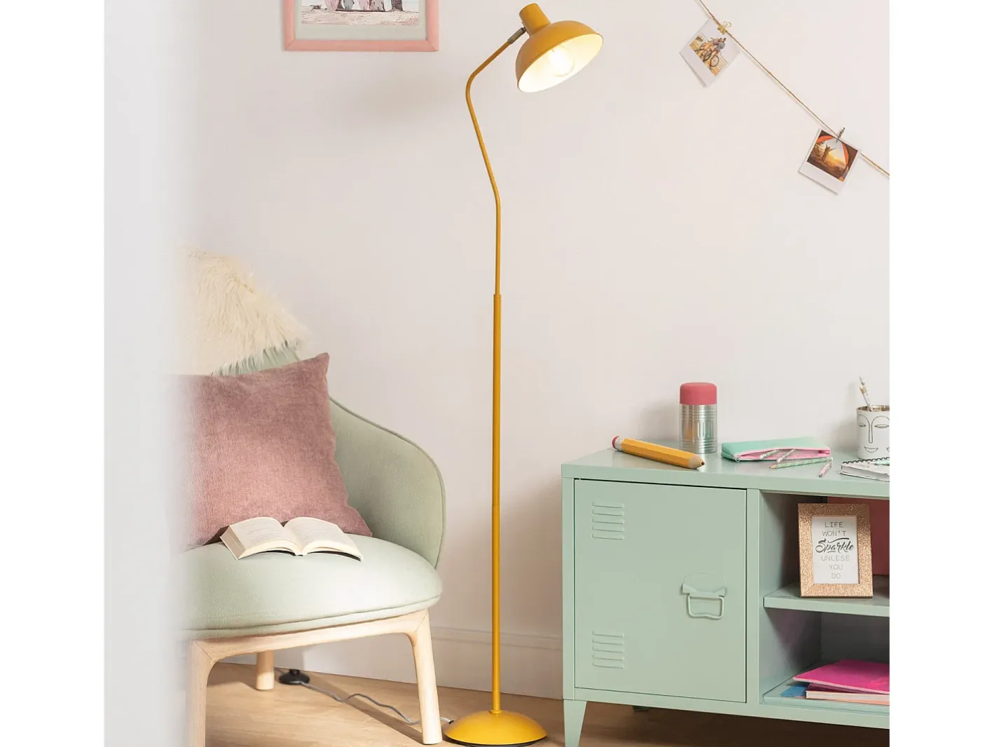 Ledkia Lámpara De Pie-Lámpara de Pie Sahani Mostaza Multicolor