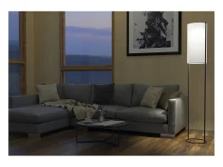 Lámpara de pie SINTRA estilo moderno - Alt. 164 cm - E27 40W - pantalla ø28 cm- cable 2 metros - on&off - acero y algodón - Negro