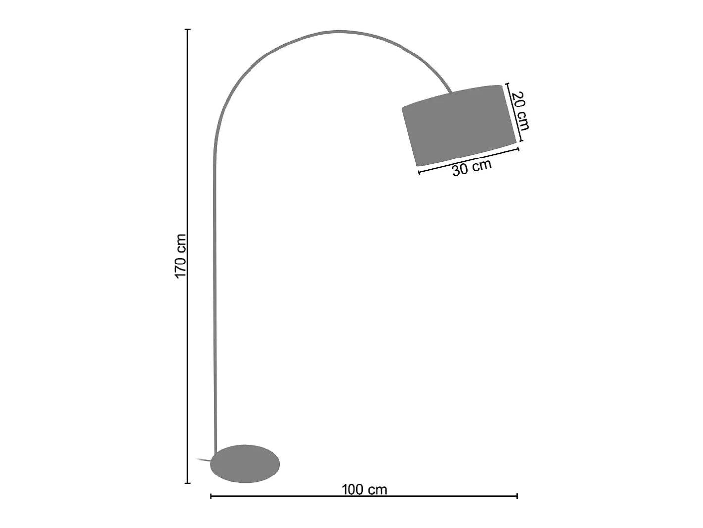 TOSEL Lámpara de Pie ,metal,Aluminio ,A 190x D100xP30cm Blanco
