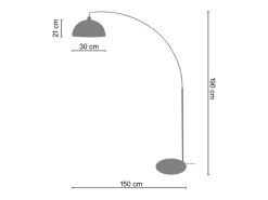TOSEL Lámpara De Pie-Lámpara de Pie ,metal,Negro ,A 190x D150xP40cm Negro / Plateado