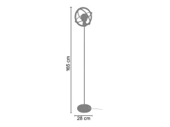 TOSEL Lámpara de Pie ,metal, ,A170xD 40xP40cm Negro