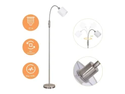 NETTLIFE Lámpara De Pie-Lámpara de pie vintage negra de tela con arco giratorio de 360° para una iluminación suave y decorativa Negro