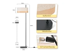 Online NETTLIFE Lámpara de pie vintage para salón: lámpara de pie de tela blanca con interruptor E27, estilo rústico retro para dormitorio (bombilla no incluida). Negro