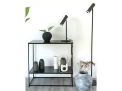 ebuy24 Lámpara de piso de 150 cm y cable de tela de 210 cm Negro Discount
