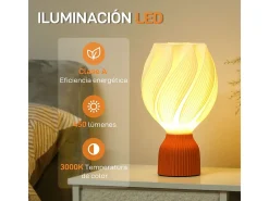 Homcom Lámpara De Mesa-Lámpara de sobremesa Antorcha 25W luz LED 3000K Ø16,5x28 cm Blanco