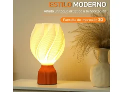 Homcom Lámpara De Mesa-Lámpara de sobremesa Antorcha 25W luz LED 3000K Ø16,5x28 cm Blanco