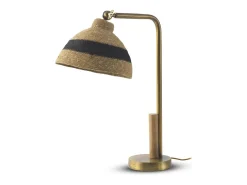 Lámpara De Mesa-Lámpara de sobremesa con tulipa de fibra natural trenzada Marru00f3n