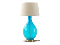 Lámpara de sobremesa cristal con tulipa de algodón blanca Azul Hot