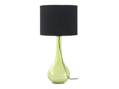 Lámpara De Mesa-Lámpara de sobremesa cristal con tulipa de algodón negra Verde