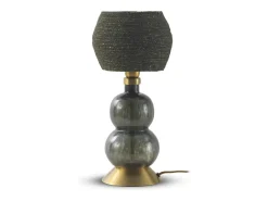 Lámpara De Mesa-Lámpara de sobremesa cristal con tulipa de fibra natural trenzada negra Negro