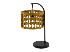Lámpara De Mesa-Lámpara de sobremesa de contrachapado color miel Negro
